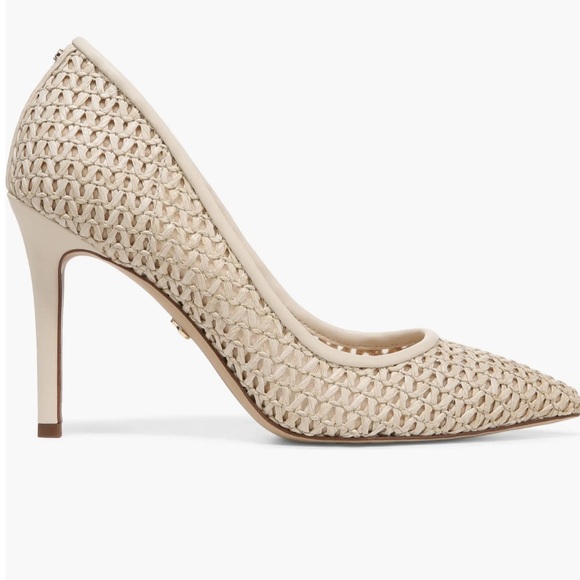 Sam Edelman Women Hazel Pointed Toe Pump Ivory Raffia - Picture 4 of 9